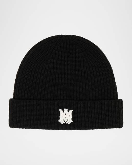 Amiri Men's MA Embroidered Wool Rib Beanie Hat | Neiman Marcus