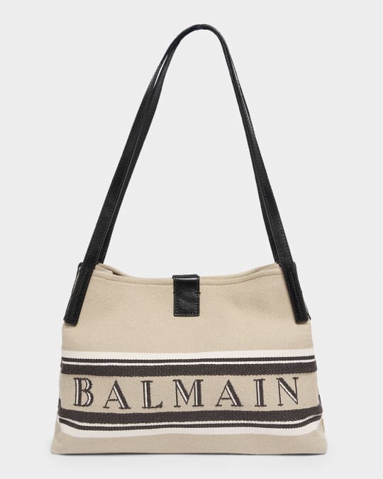 BALMAIN - arata Balmain Release Logo Shopper Tote Bag in Canvas and Leather
