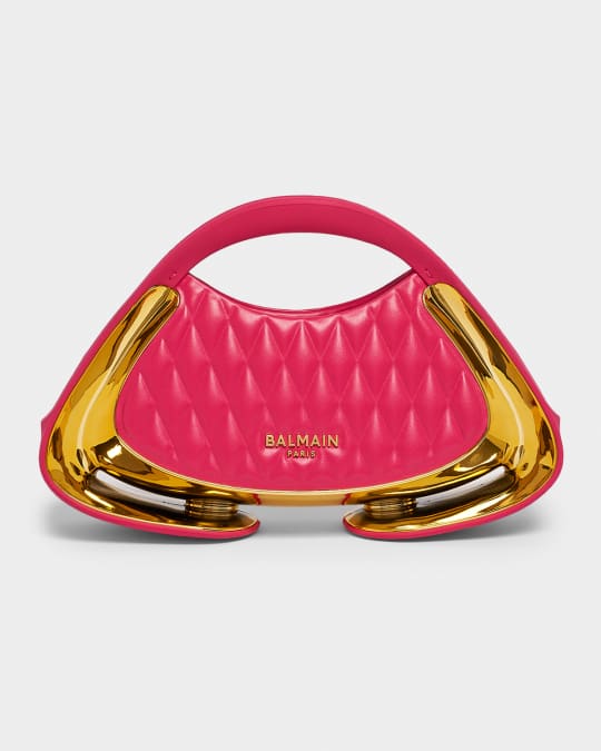 Balmain Jolie Madame Small Quilted Faux Leather Top-Handle Bag