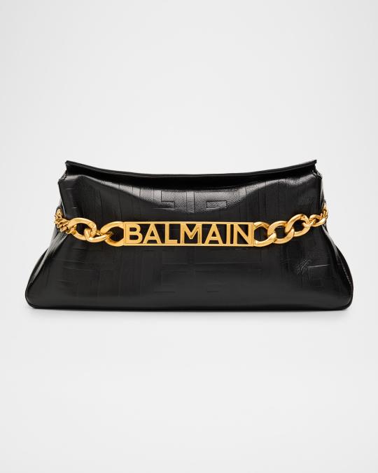 Balmain ×  コレクション クラッチバッグ Balmain 1945 Soft Clutch Bag in Monogram Leather | Neiman Marcus