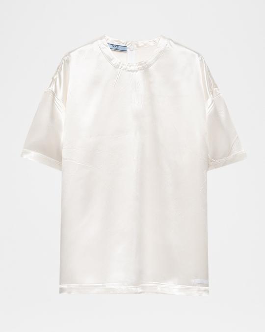 Prada Short-Sleeve Satin Top | Neiman Marcus