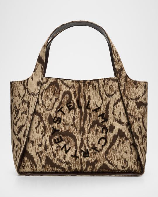 Stella McCartney Cloud Leopard Jacquard Logo Tote Bag | Neiman Marcus