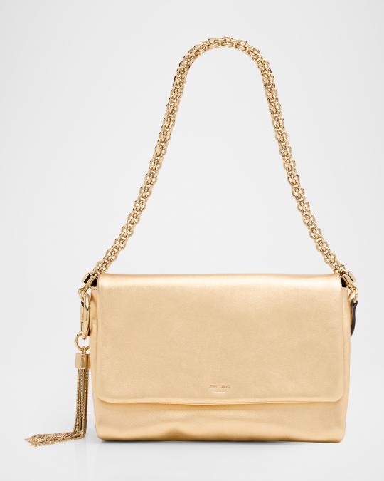 Jimmy Choo Callie Metallic Leather Shoulder Bag | Neiman Marcus