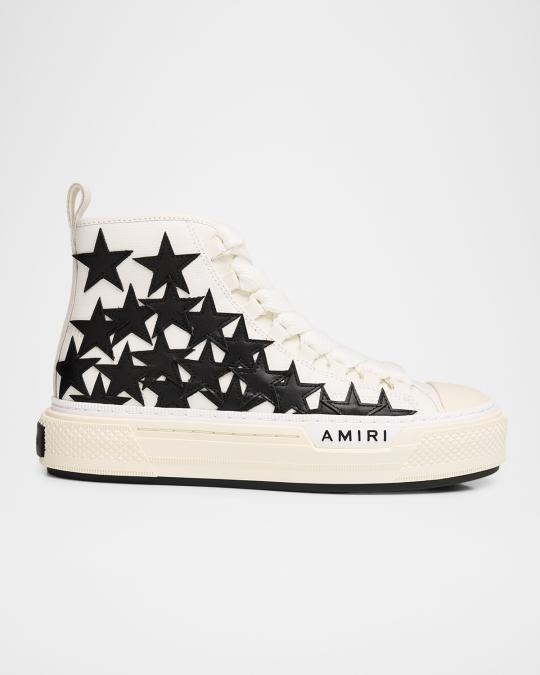 Amiri Men's Stars Court Hi Canvas & Leather High-Top Sneakers