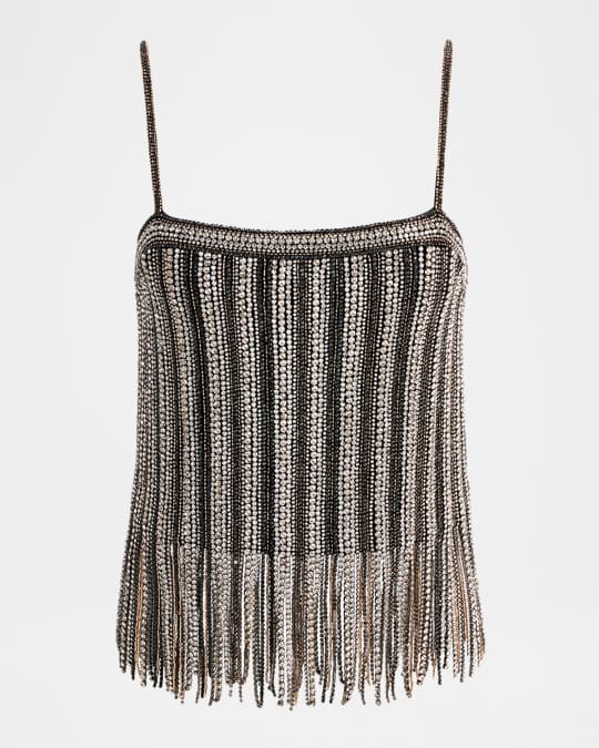 ALICE + OLIVIA Chi Embellished Fringe Top | Neiman Marcus
