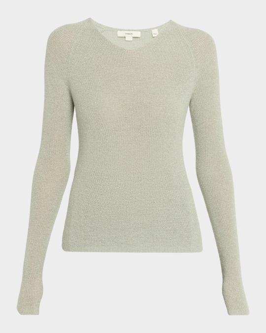 Vince Metallic High-V Knit Top | Neiman Marcus