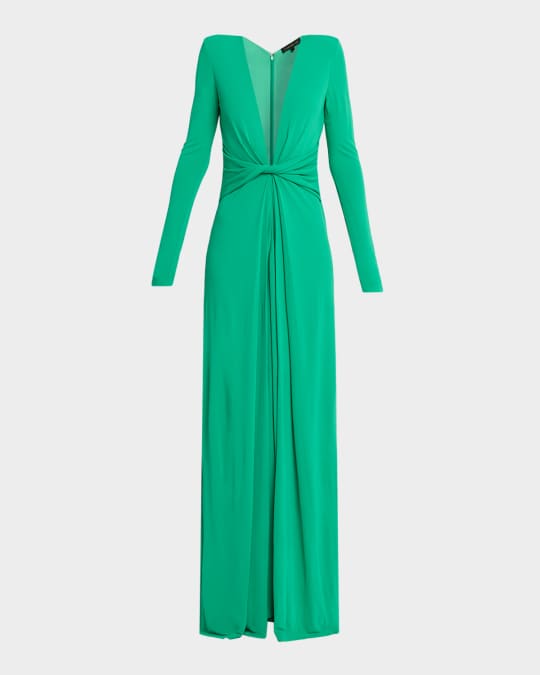 slim fit dress slacks Ramy Brook Tatiana Gown in Garden Green