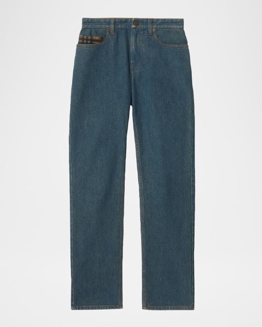 Burberry Dalia Check Pocket Straight-Leg Denim Pants | Neiman Marcus