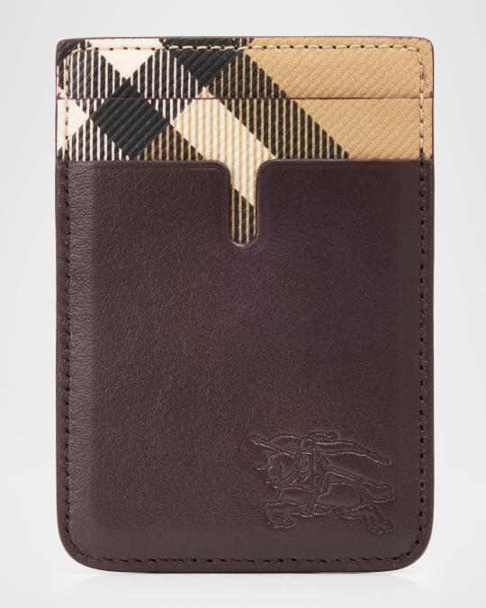 Burberry Men's Pop Check MagSafe Leather Card Case | Neiman Marcus