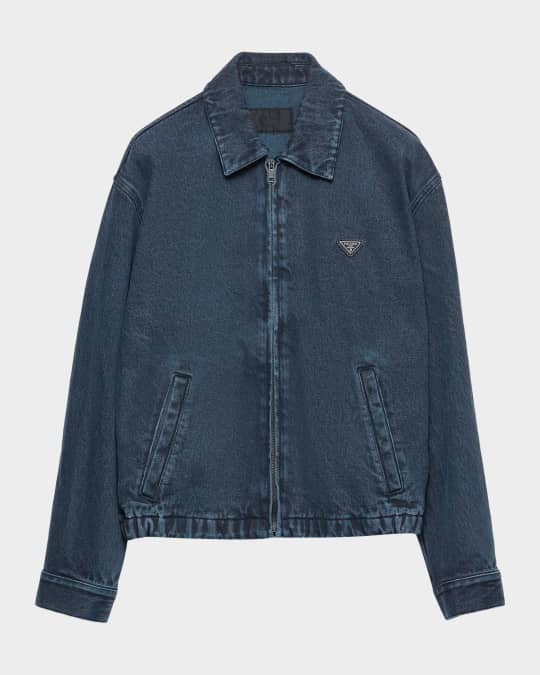 Prada Men's Denim Zip Shirt Jacket | Neiman Marcus