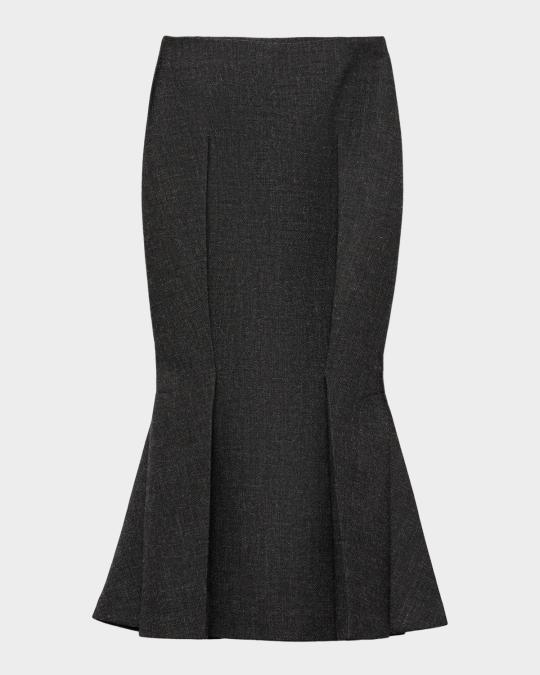 Prada Rush-Stitch Fleece Wool Midi Pencil Skirt | Neiman Marcus