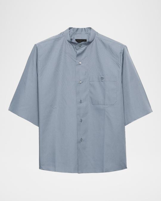 Prada Men's Short-Sleeve Raw-Cut Shirt | Neiman Marcus