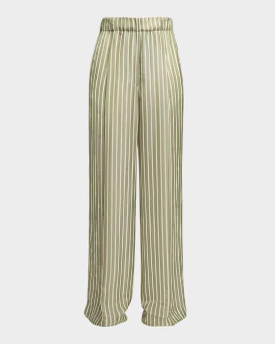 Dries Van Noten Striped Cupro Wide-Leg Pull-On Pants | Neiman Marcus