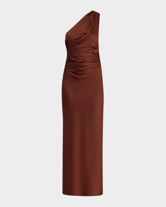 significant other one shoulder dress Significant Other Alessia One Shoulder Long Sleeve Dress | Latte