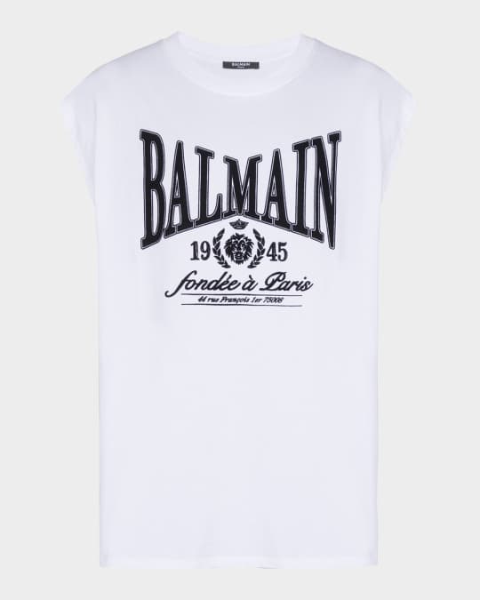 Balmain Men's Relaxed-Fit Logo-Print Tank Top | Neiman Marcus