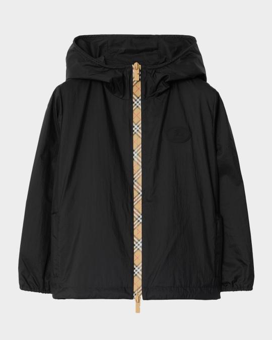 【美品】BURBERRY KIDS ナイロンジャケット 14Y160cm Burberry Boy's Checker-Tape Nylon Hooded Jacket, Size 3-14