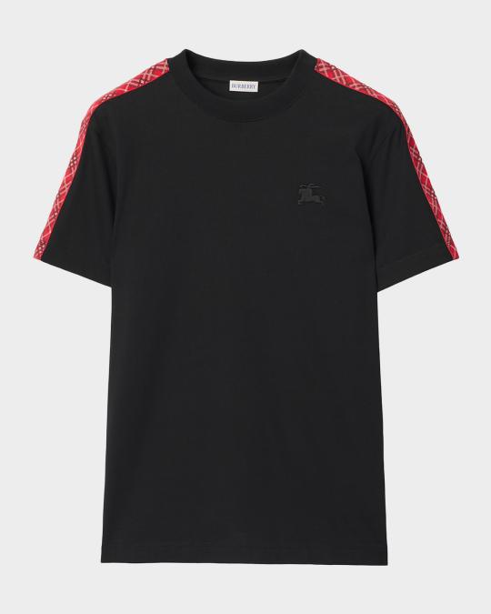 Burberry Men's Check-Trim Cotton Slim Fit T-Shirt | Neiman Marcus