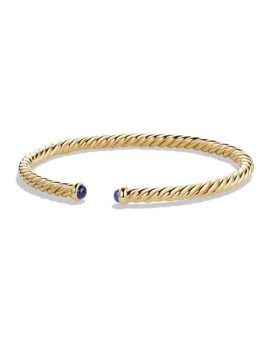 David Yurman 18k CableSpira Bracelet w/ Blue Sapphires | Neiman Marcus