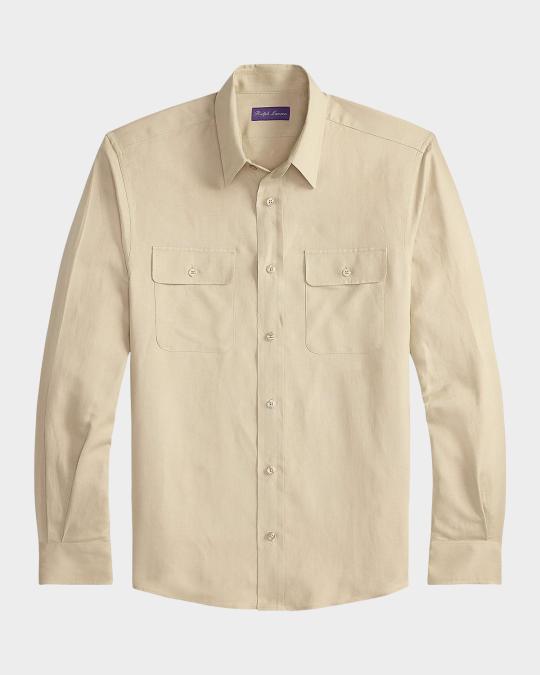Ralph Lauren Purple Label Silk-Linen Shirt | Neiman Marcus