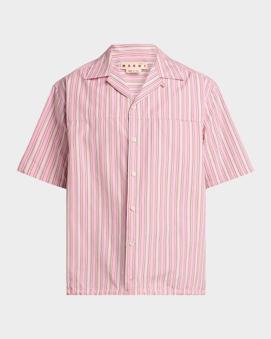 Marni Men's Variegated Stripe Boxy-Fit Short-Sleeve Shirt | Neiman