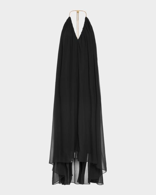 Ramy Brook Rainn Backless Silk Chiffon Trapeze Gown | Neiman Marcus