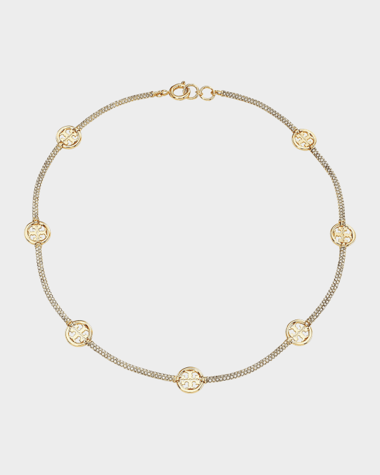 Tory Burch Miller 18K-Gold-Plated & Crystal Logo Station