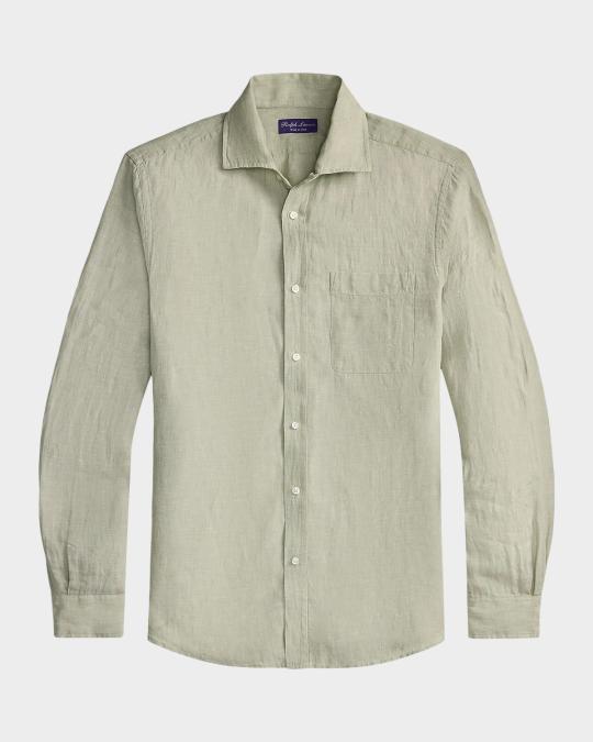 Ralph Lauren Purple Label Linen Chambray Shirt | Neiman Marcus