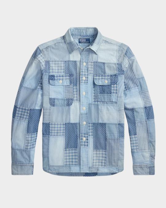 POLO RALPH LAUREN インディゴ パッチワーク シャツ ジャケット Polo Ralph Lauren Men's Indigo Patchwork Cotton Work Shirt