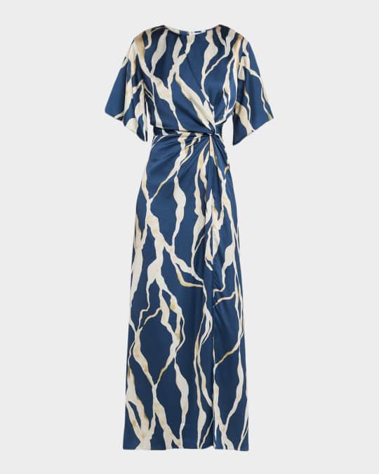 MISA Los Angeles Asah Abstract Satin Maxi Dress | Neiman Marcus