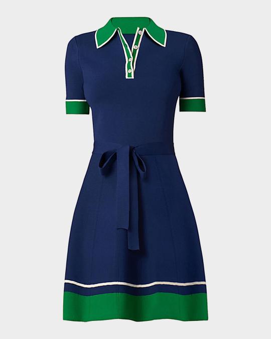 Shoshanna Bennett Striped-Trim Polo Mini Dress