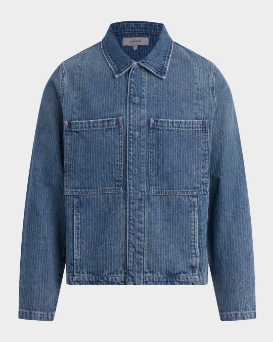 Hudson Men's Stripe Denim Work Jacket | Neiman Marcus