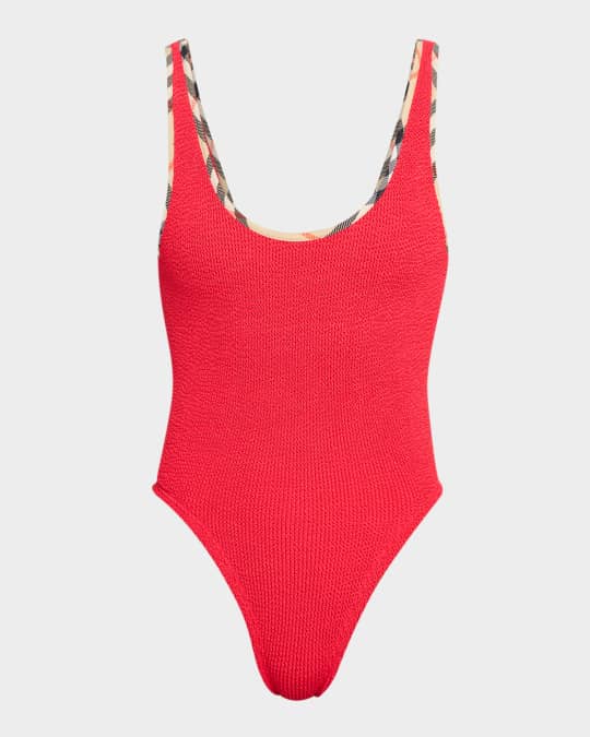 Burberry x Hunza G Faye Scoop One-Piece Swimsuit | Neiman Marcus