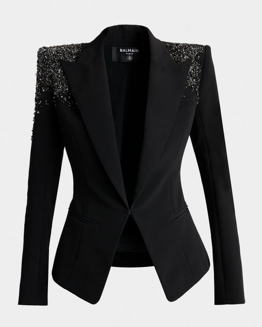 ジャケット・アウター Balmain silver lether tailored jacket Balmain