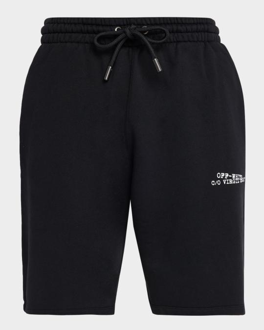 Off-White Men's Cotton Logo-Printed Drawstring Shorts | Neiman Marcus