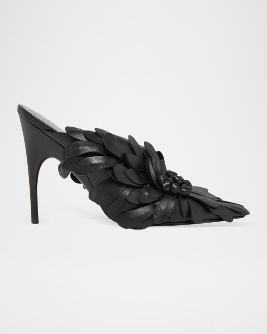 Balenciaga 90mm Flowers Leather Mule Pumps | Neiman Marcus
