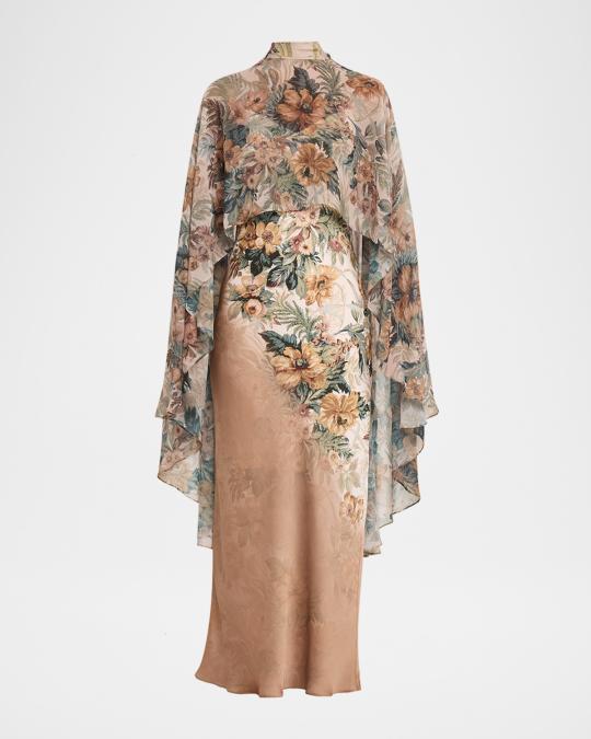 pink floral maxi dress Luna Dusty Rose/Light Brown / S Pretty Long Train Quincenera Elevate your formal look 2023NewArrivals Color:Nude (light brown)