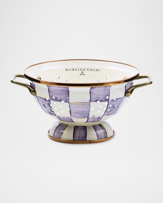 MacKenzie-Childs Violet Check Small Colander | Neiman Marcus