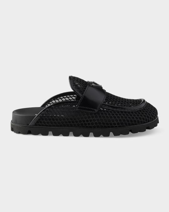 靴 Archive PRADA mesh mules black Prada Mesh Fabric Mules | Neiman Marcus