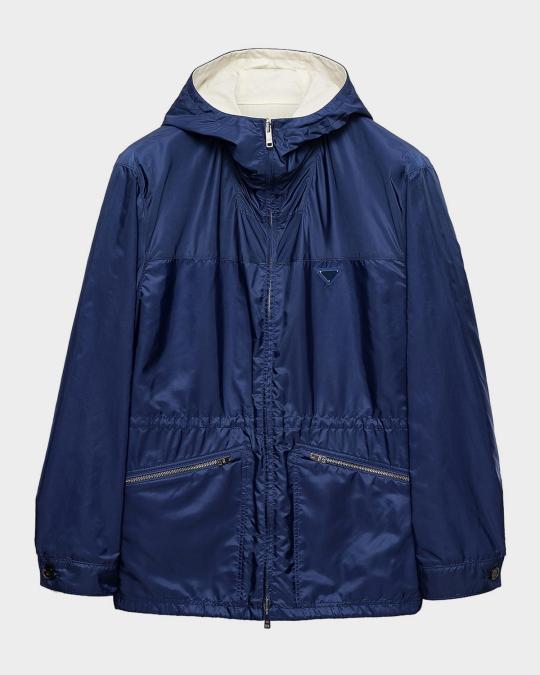 Prada Men's Re-Nylon Reversible Hooded Jacket | Neiman Marcus