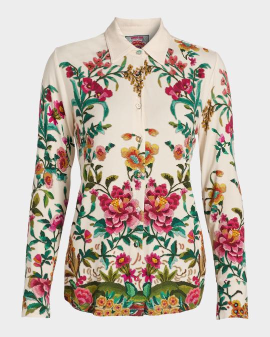 Johnny Was The Janie Floral-Print Favorite Shirt | Neiman Marcus