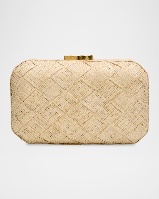 Poolside Love Heart Woven Straw Clutch Bag | Neiman Marcus