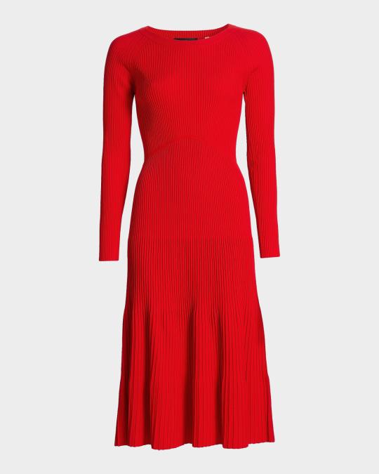 Elie Tahari The Delaney Tiered Rib Knit Midi Dress