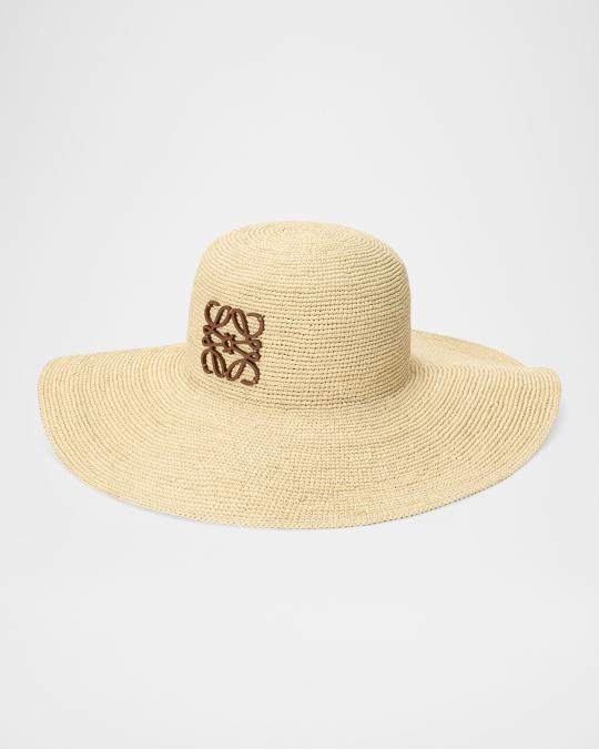 Loewe Light Brown Straw Boater Hat Anagram raffia bucket hat in beige - Loewe | Mytheresa main image 4