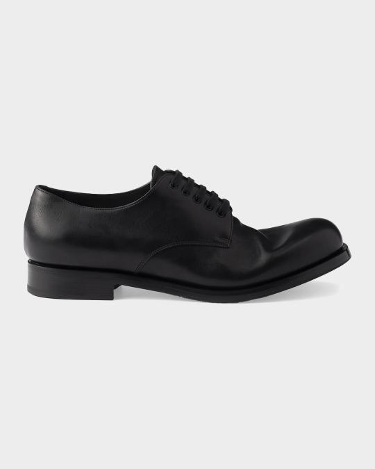 靴 PRADA derby leather shoes archive Prada Men's Antiqued Leather Derby Shoes | Neiman Marcus