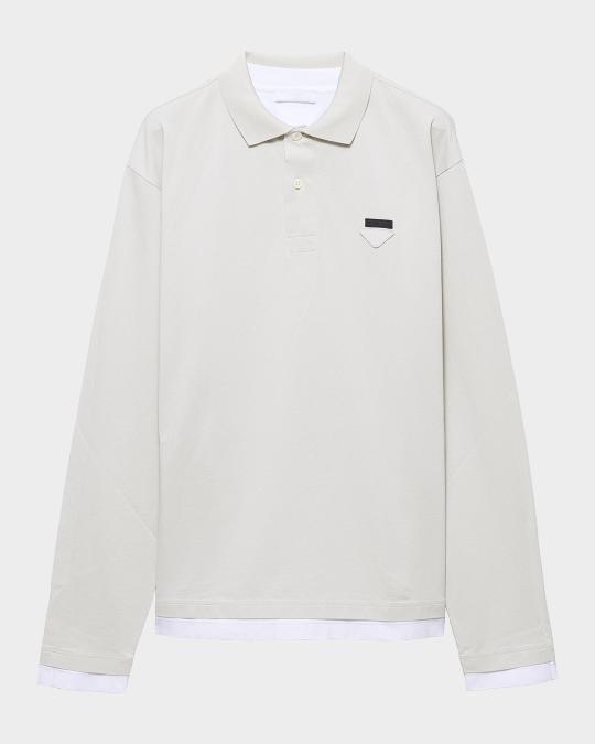 Prada Men's Layered Cotton Polo Shirt | Neiman Marcus