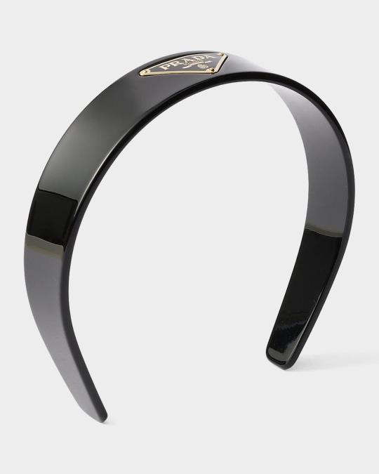 Prada Headband With Triangle Logo | Neiman Marcus