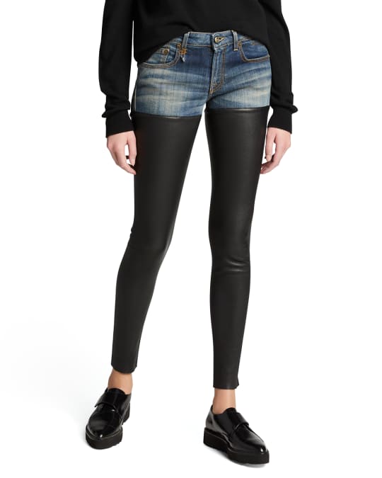 R13 leather shop chaps jeans