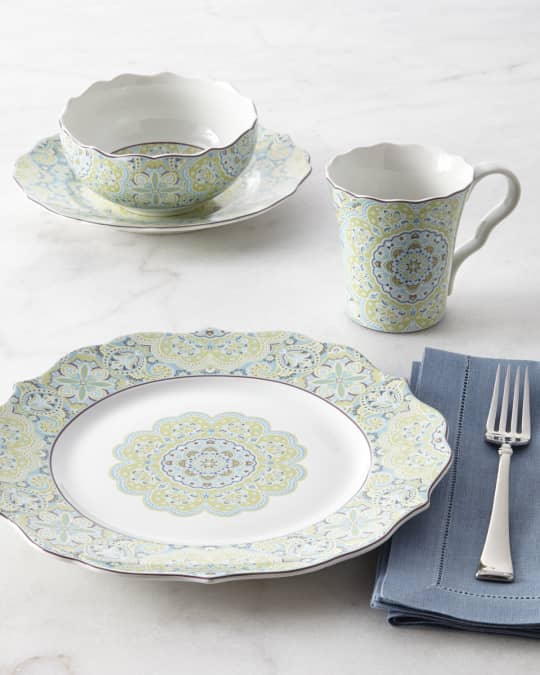 16 Piece Lyria Teal Dinnerware Service Neiman Marcus