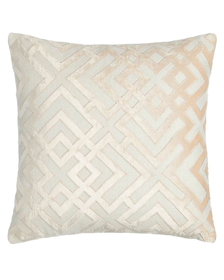 Image Lili Alessandra Karl Basketweave Pillow with Velvet Applique