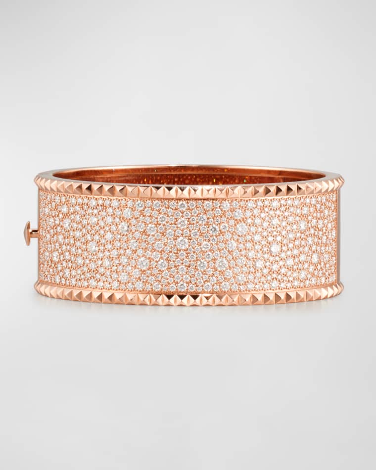 Image Roberto Coin ROCK & DIAMONDS 18K Rose Gold Bangle Bracelet